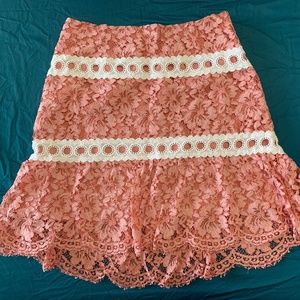 Sandro Pink and White Lace Skirt Size 2 Sandro - fits Size 4 US